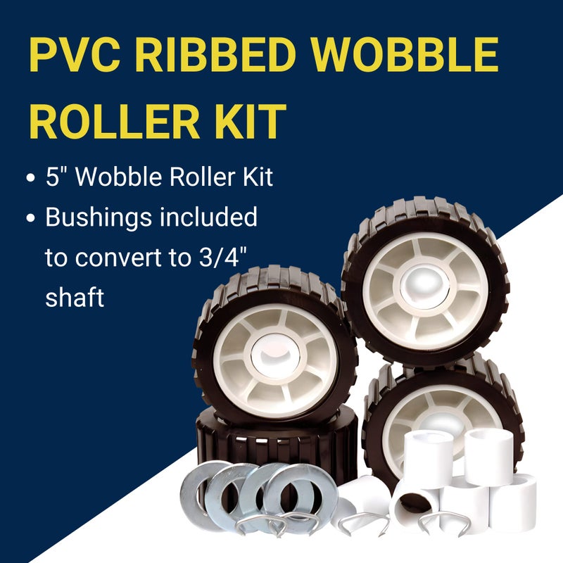 Tie Down Engineering Hull Sav'r 5 inch PVC Ribbed Wobble Roller Kit | 7/8 inch and 1-1/8 inch Shafts | Boat Trailer Parts & Accessories | Boat Trailer Roller Kit - Image 4